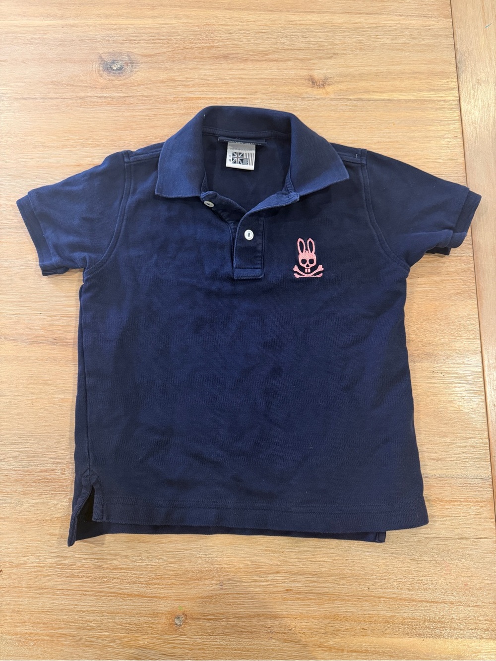 Psycho Bunny Kids Navy Polo with Pink Logo